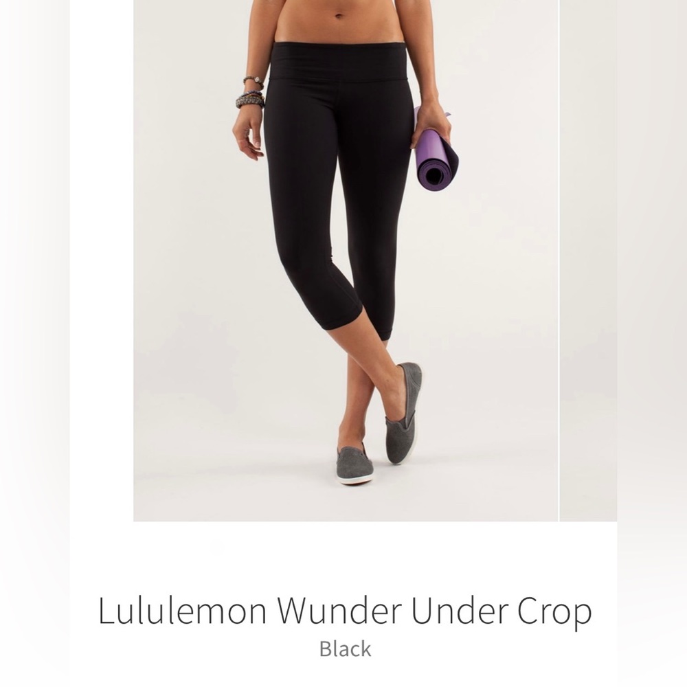 Lululemon Wunder Under Crop Black Size 6 Small hole in crotch - Picture 8 of 13